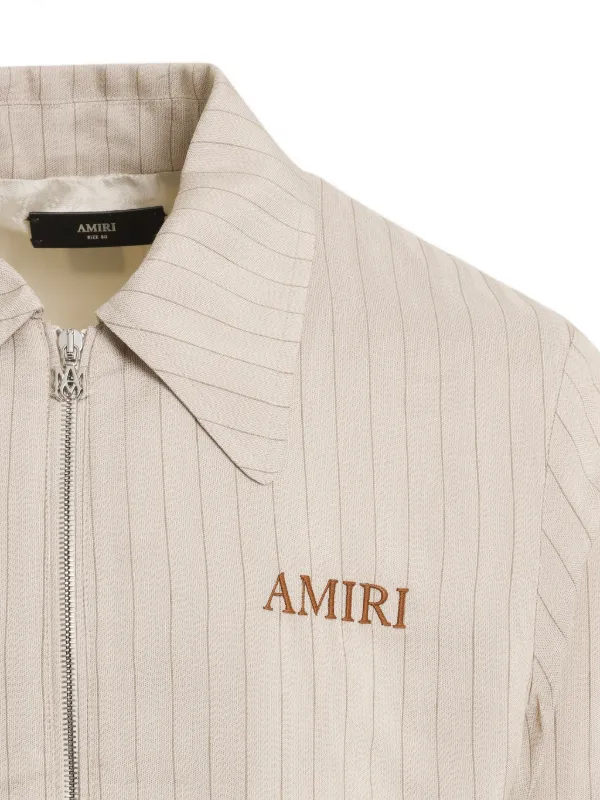 AMIRI Striped zip-up Jacket | Neutrals | FARFETCH CA