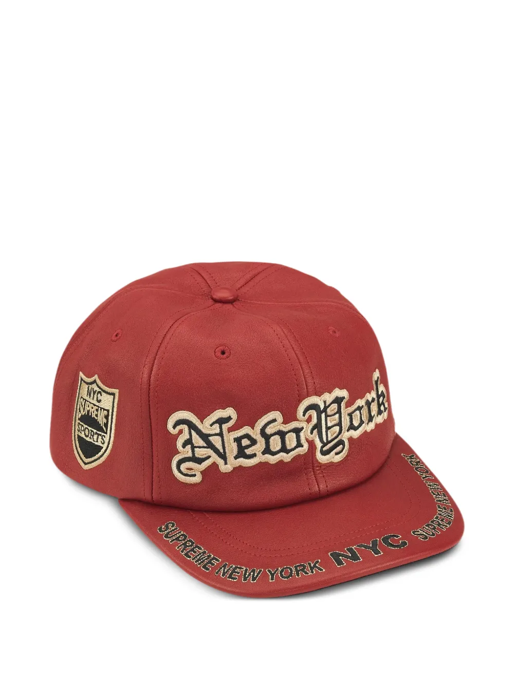 Supreme New York leather six-panel cap - Rosso