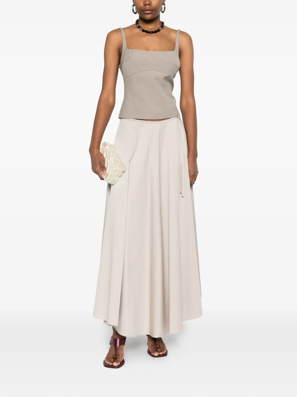  Agnona Buckle-detail Midi Skirt - Neutrals 