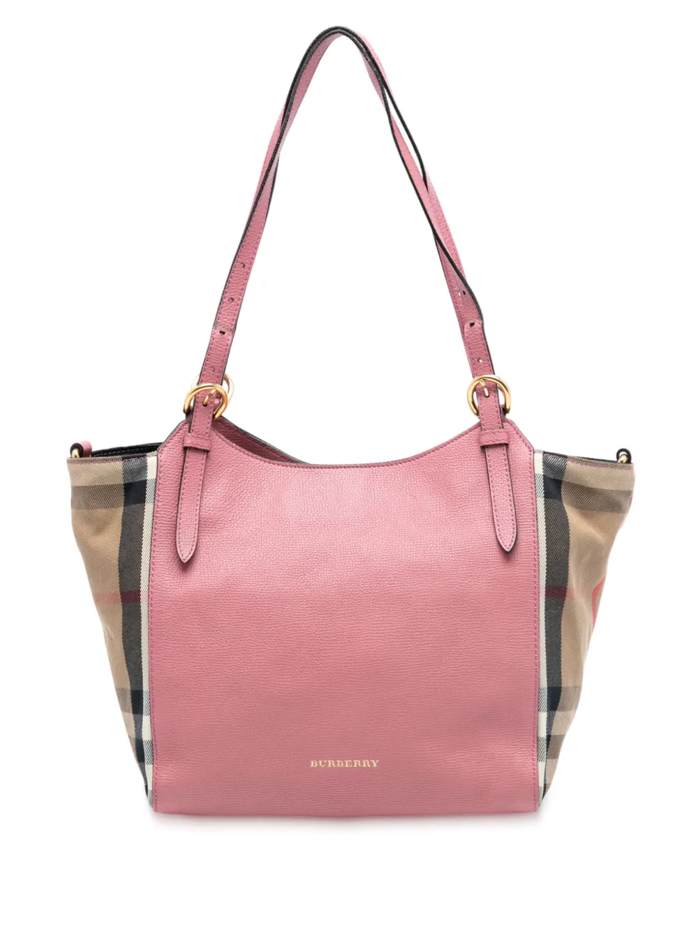 Burberry Pre-Owned 2021-2025 Small Leather and House Check Canvas Canterbury tote bag - Rosa