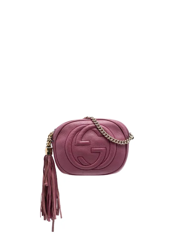 Gucci Pre-owned 2016-2025 Mini Pebbled Calfskin Soho Chain Crossbody Bag in Pink