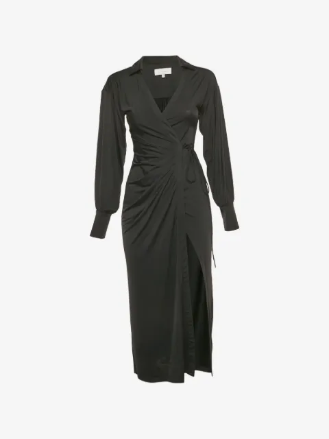 L'Agence draped wrap midi dress