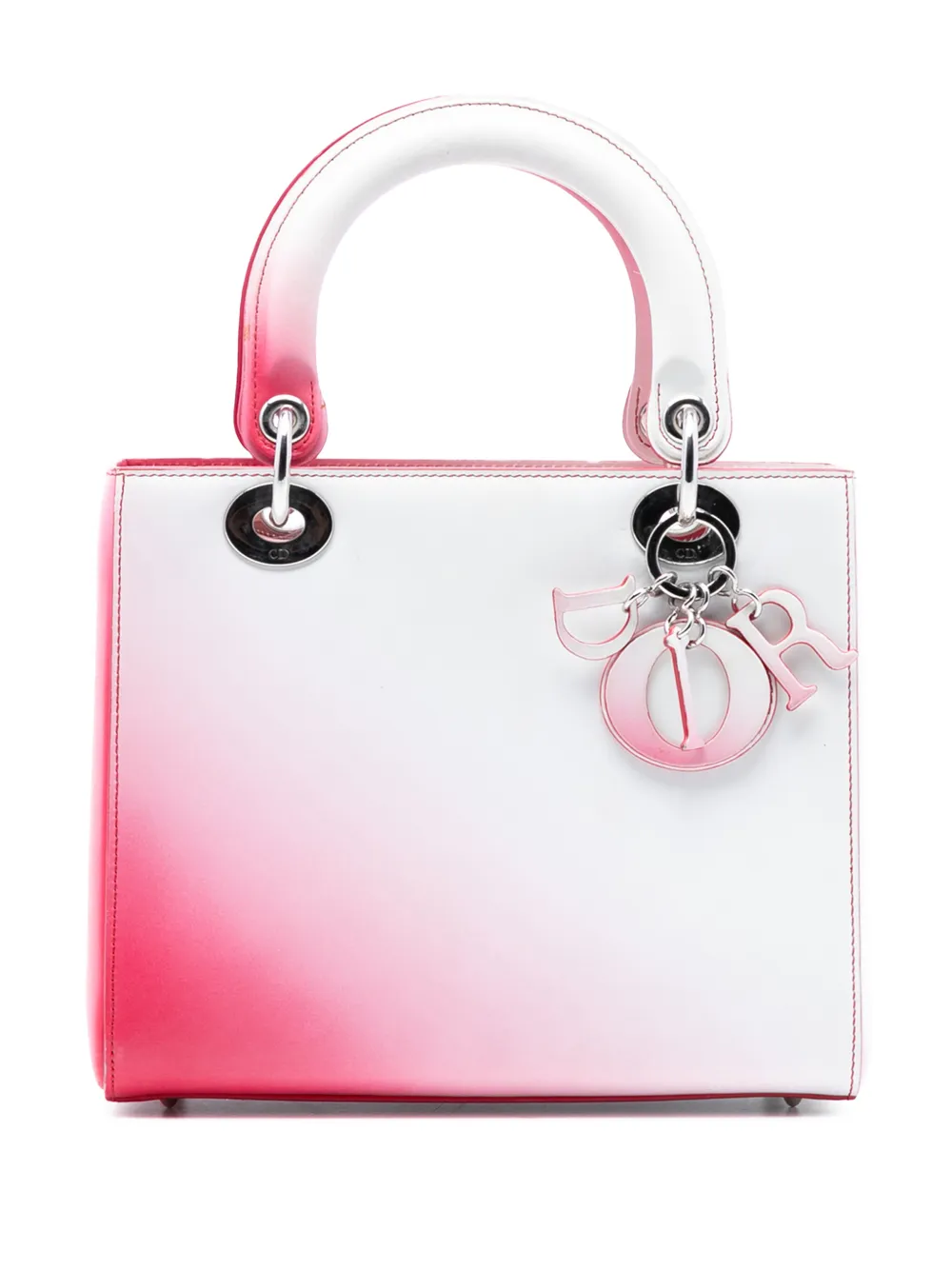 Christian Dior Pre-Owned Borsa a tracolla Lady Dior media in pelle di vitello con effetto sfumato 2013 - Bianco