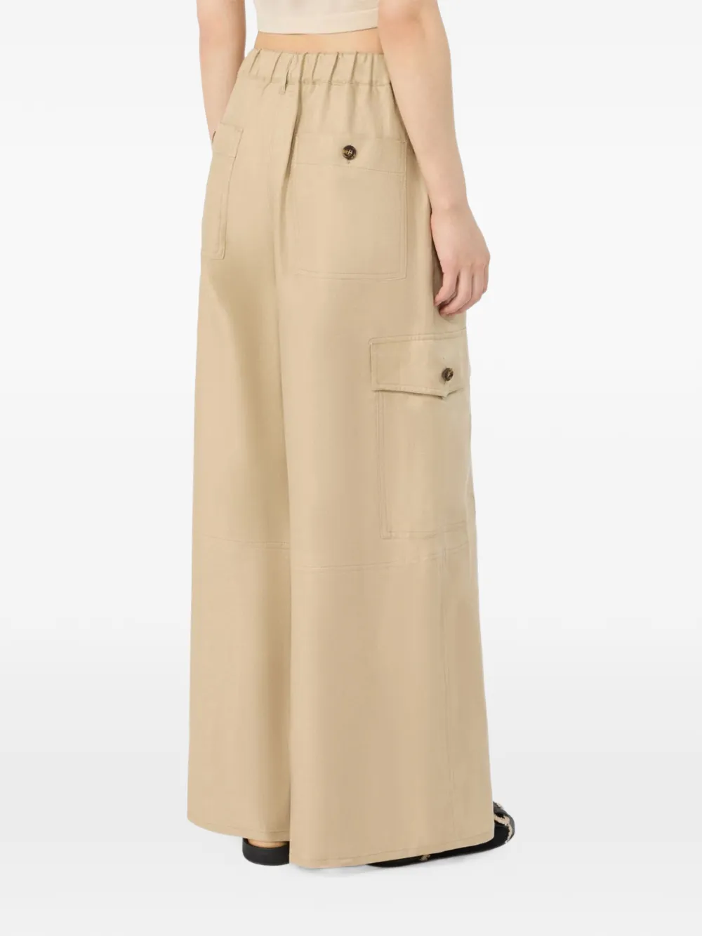 Weekend Max Mara Finale linnen broek met cargo zak Beige
