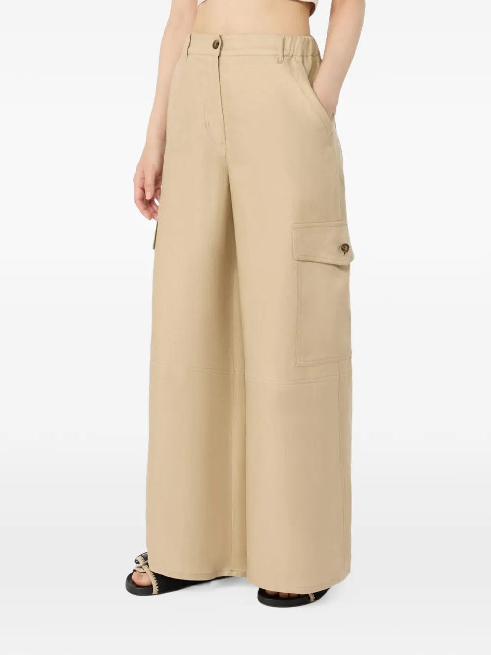 Weekend Max Mara Finale linnen broek met cargo zak Beige