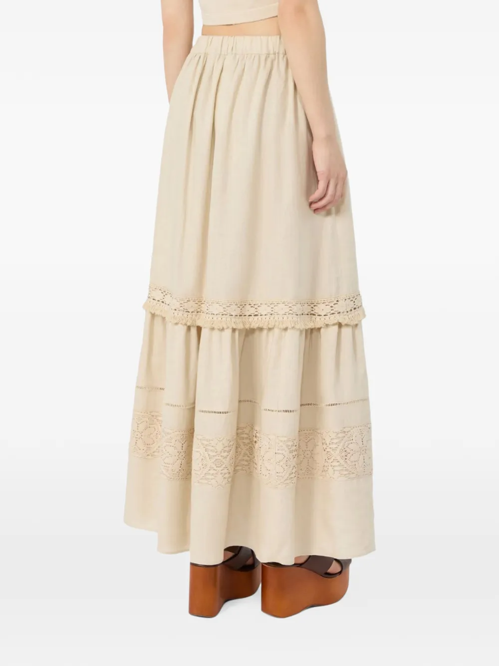  Weekend Max Mara Falda A Capas Con Encaje - Neutro 