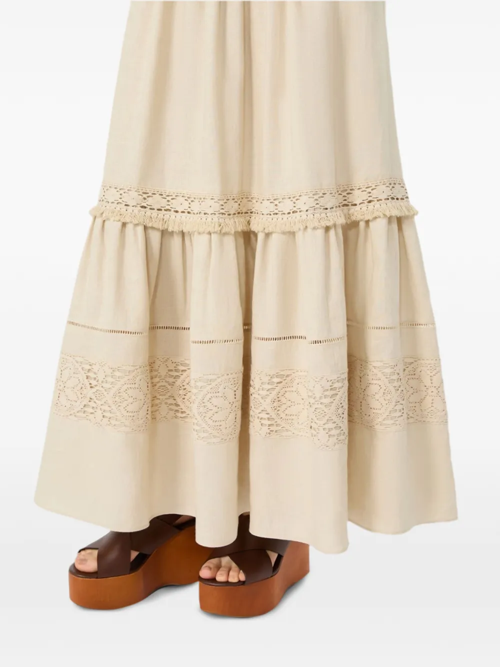  Weekend Max Mara Falda A Capas Con Encaje - Neutro 