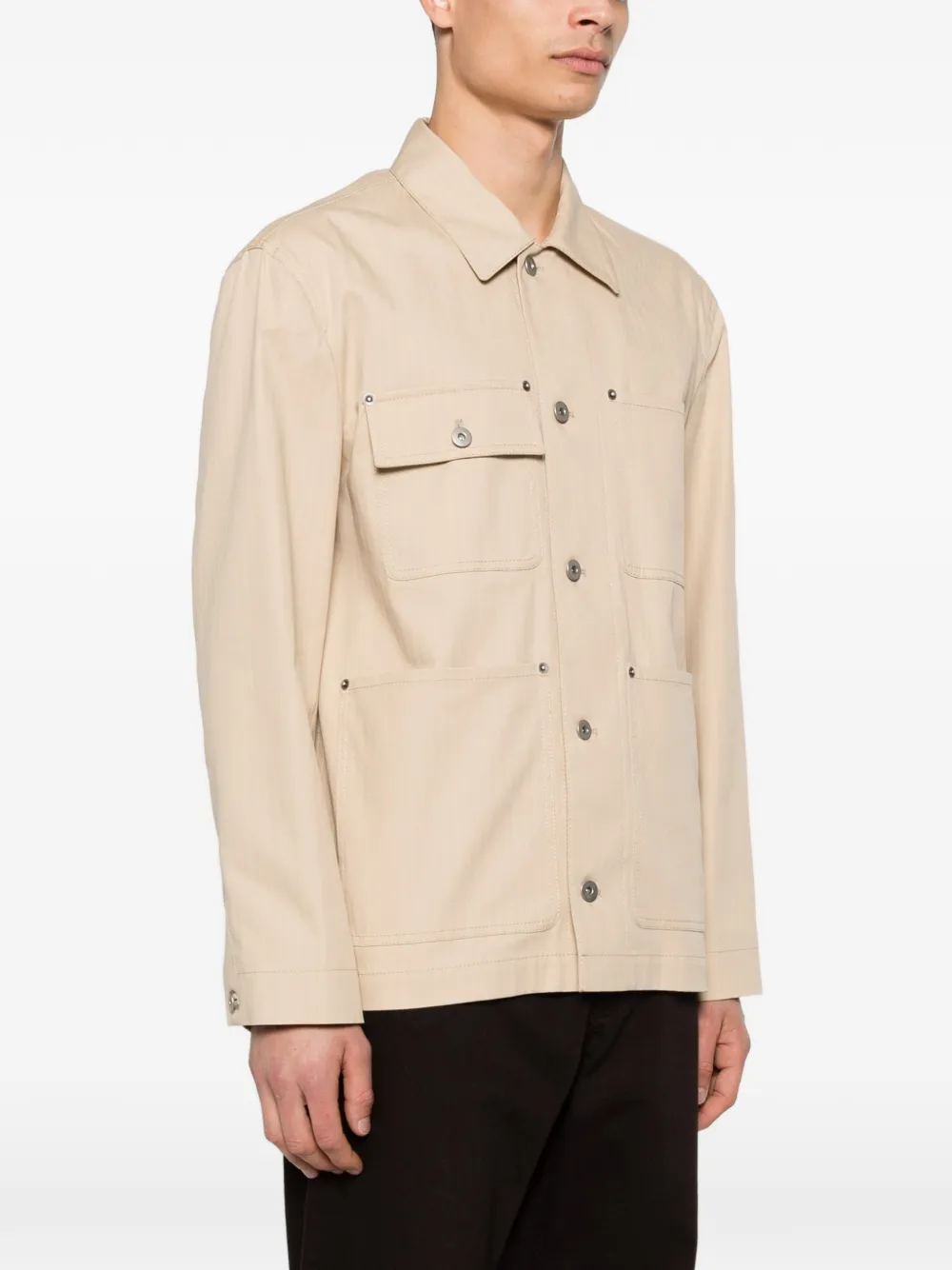  Paolo Pecora Buttoned Pocket Overshirt - Neutrals 