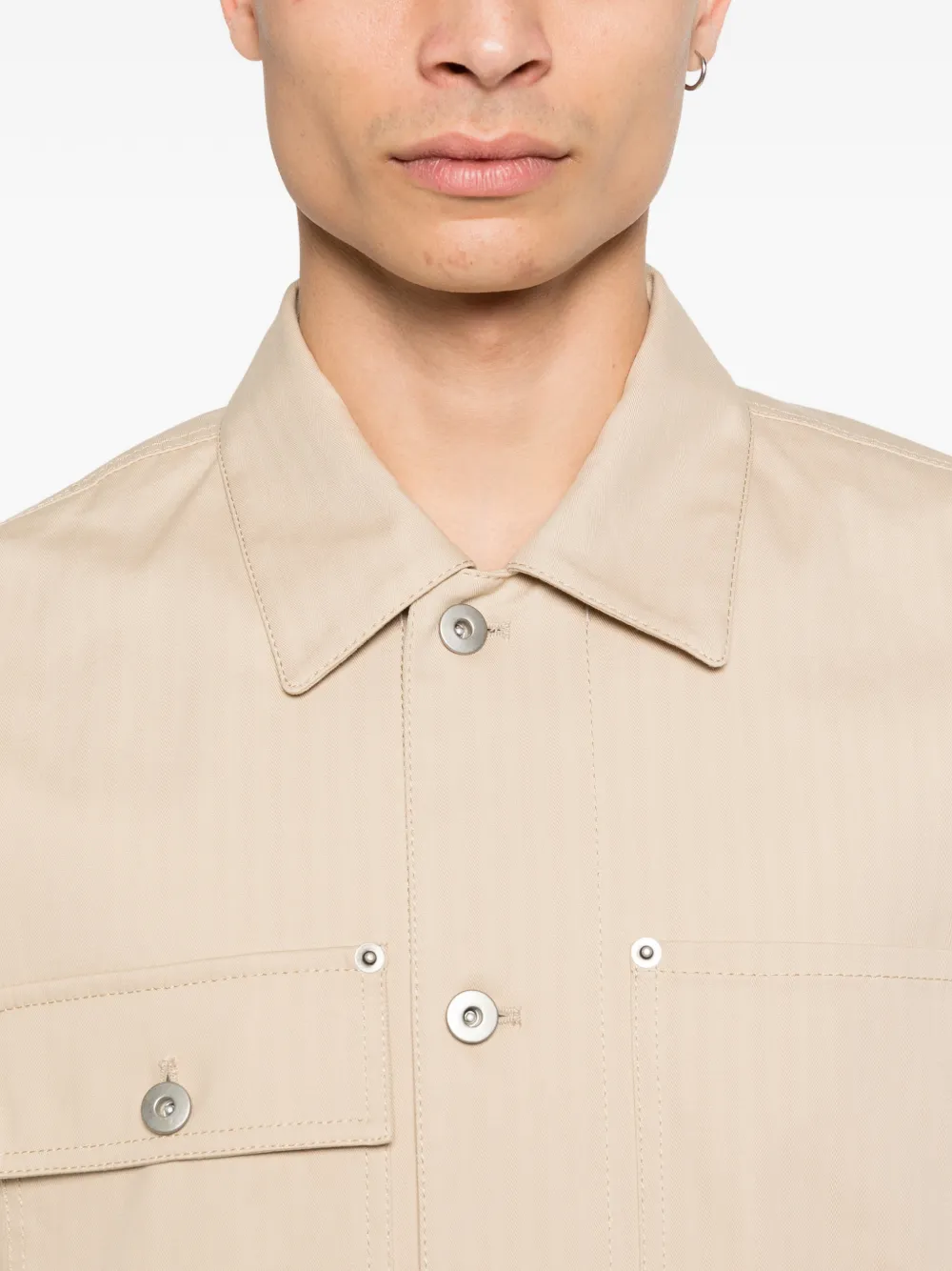 Paolo Pecora Shirtjack met zak en knopen Beige