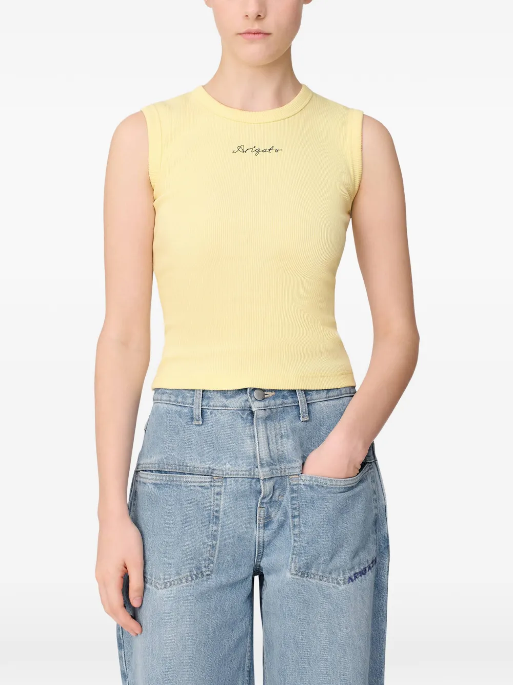 Axel Arigato Tanktop met diepe ronde hals Geel