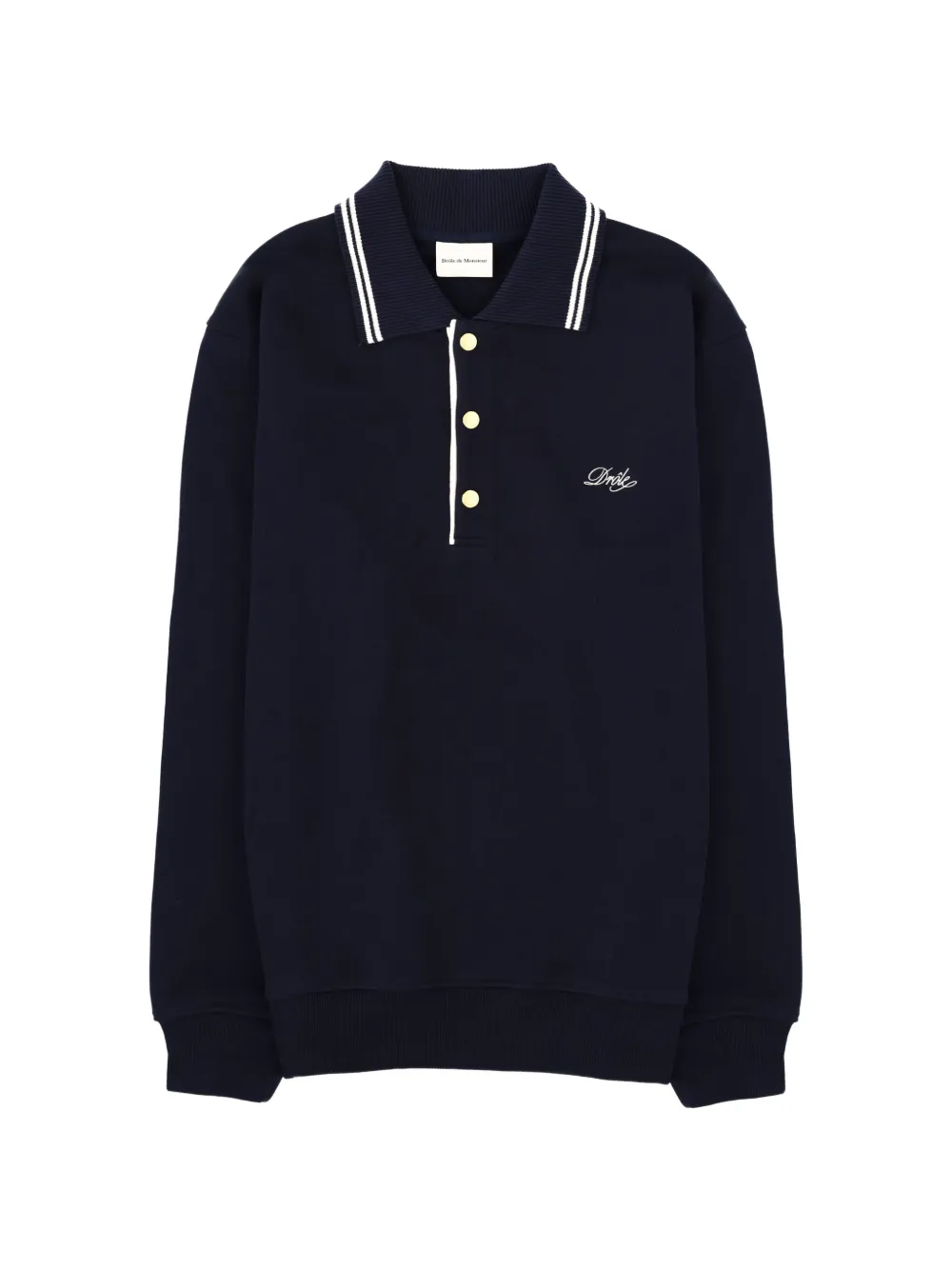 Drôle De Monsieur striped-collar polo shirt - Blu