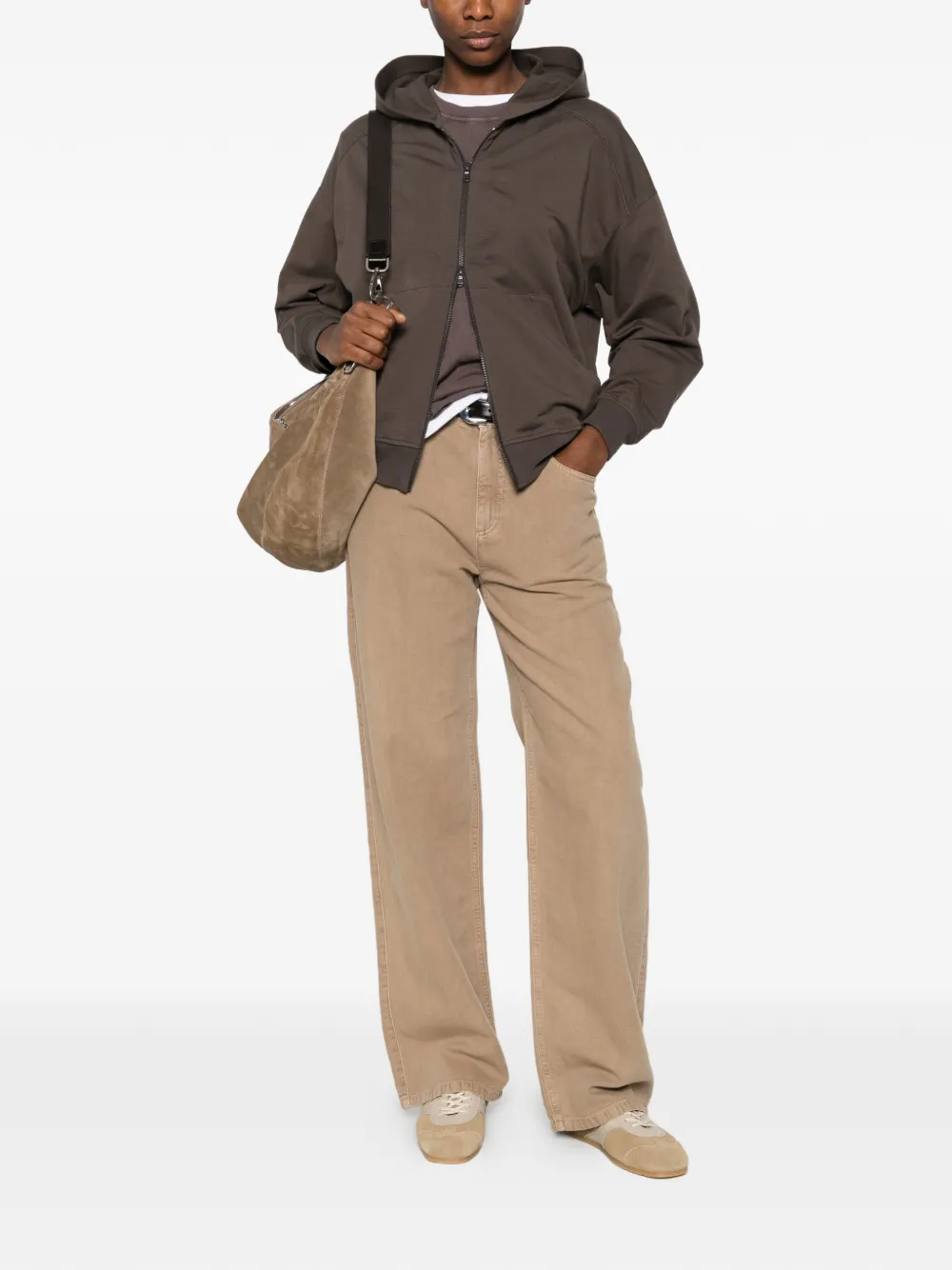 Brunello Cucinelli Hoodie met rits Bruin
