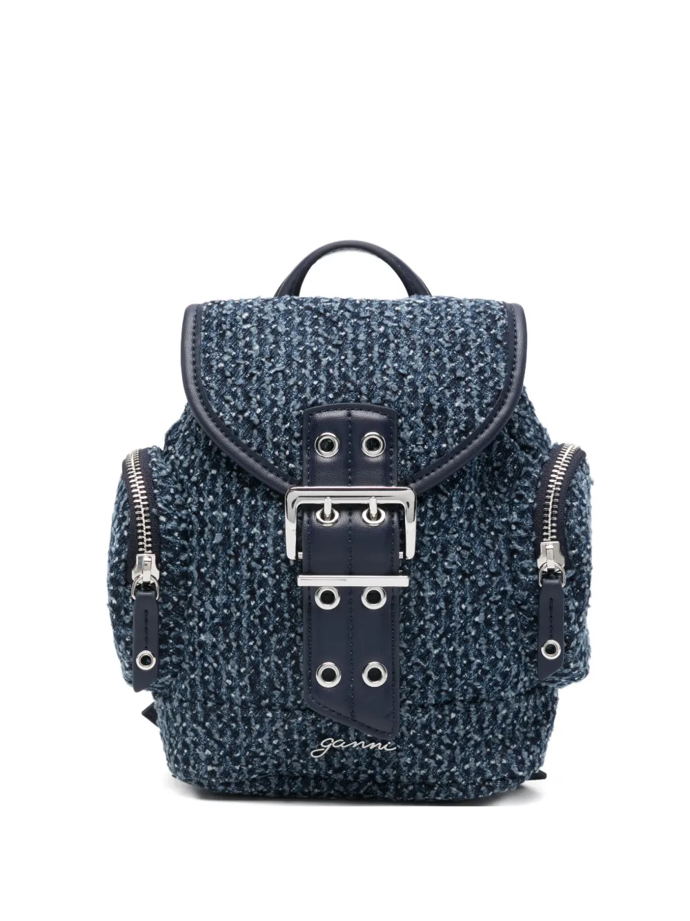 GANNI buckle zip backpack - Blu