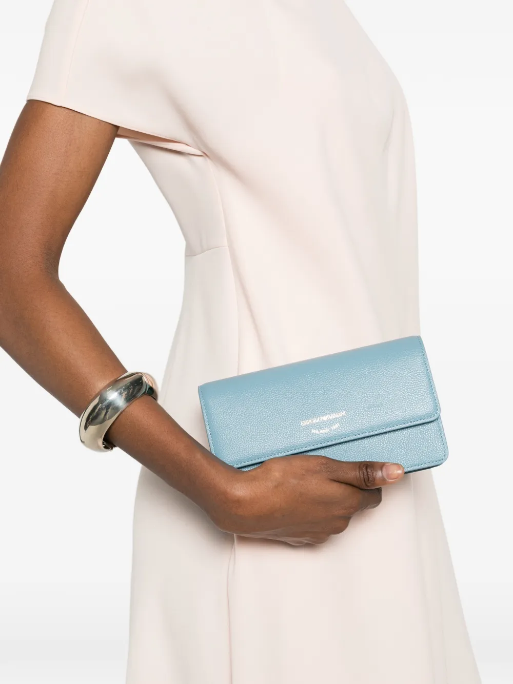 Emporio Armani Leren clutch met ketting Blauw