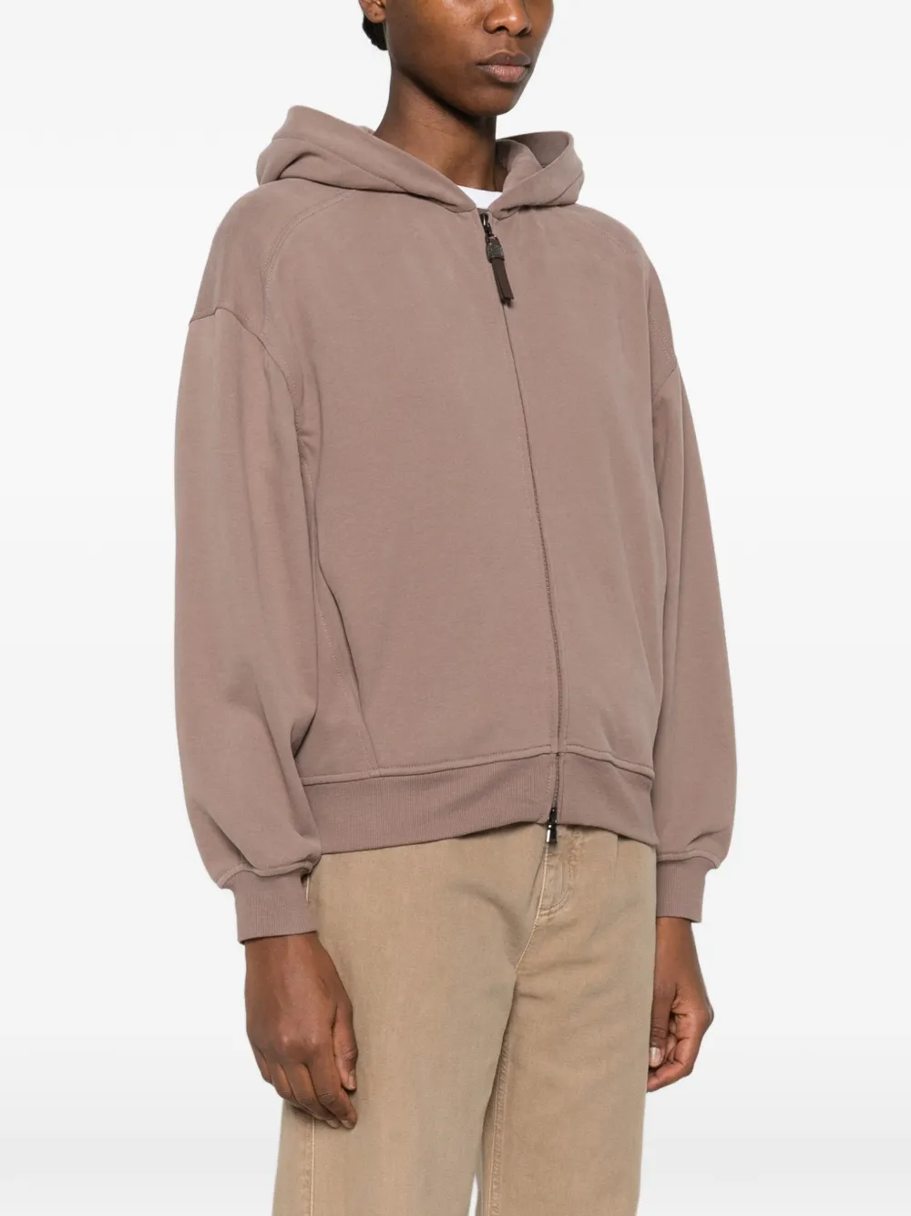 Brunello Cucinelli Hoodie met rits Bruin
