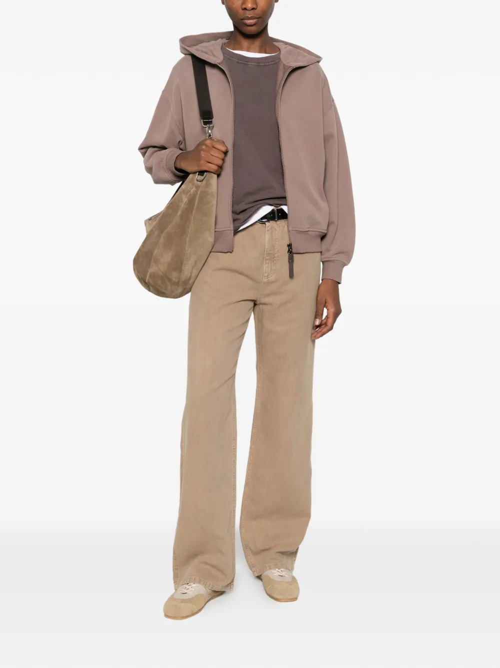 Brunello Cucinelli Hoodie met rits Bruin