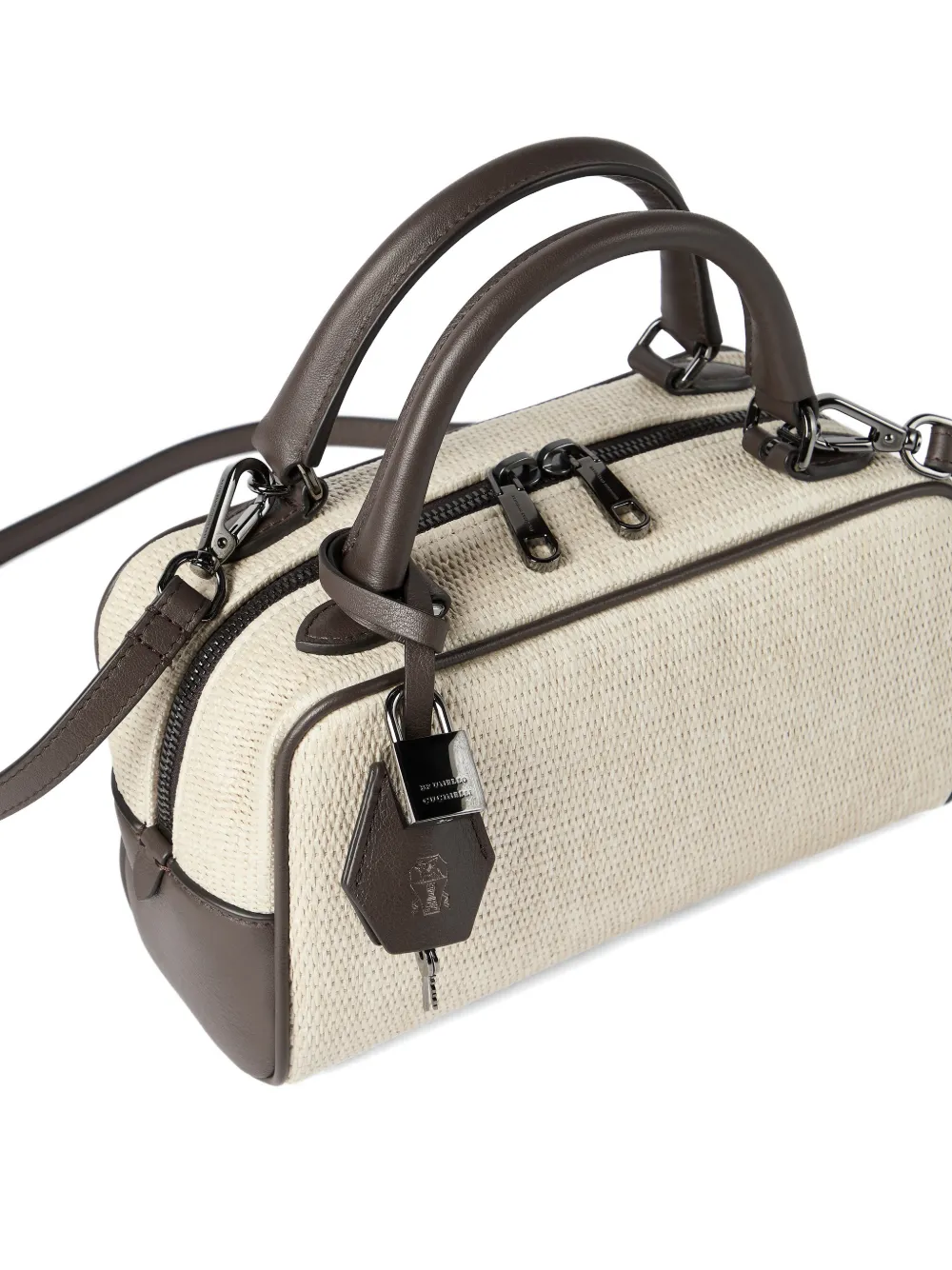 Brunello Cucinelli Shopper met handvat en slot Beige