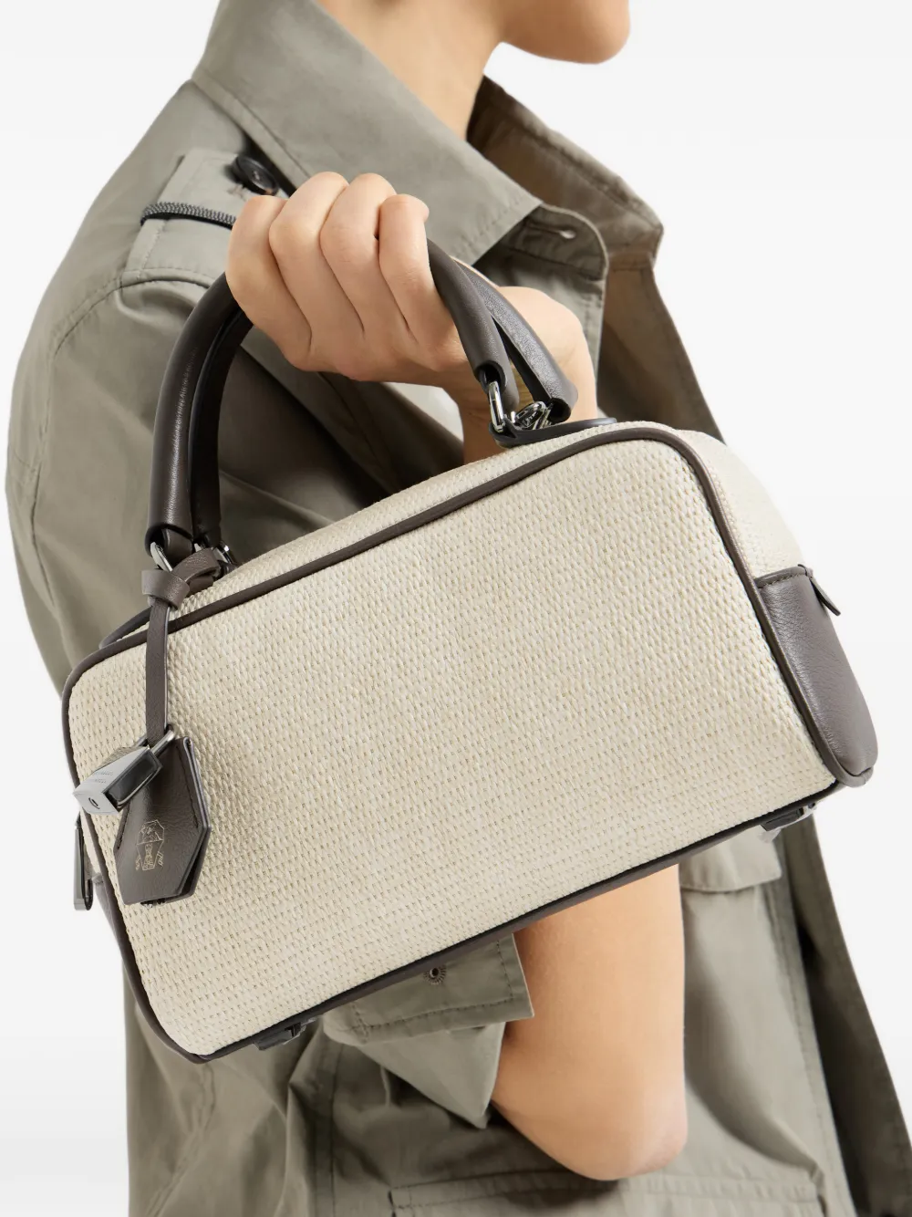 Brunello Cucinelli Shopper met handvat en slot Beige