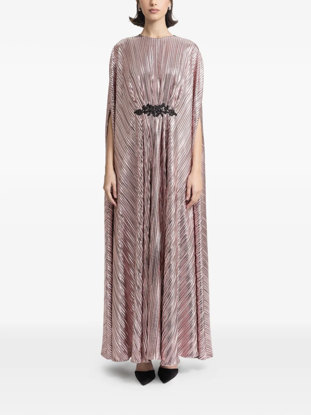 Gemy Maalouf Caftano lungo con perline - Rosa