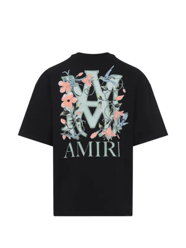AMIRI Floral logo-print T-shirt | Black | FARFETCH