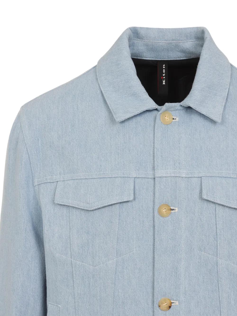 Kiton Katoenen jack met zak en knoop Blauw