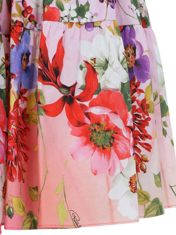 Roberto Cavalli floral-print Tiered Skirt | Pink | FARFETCH