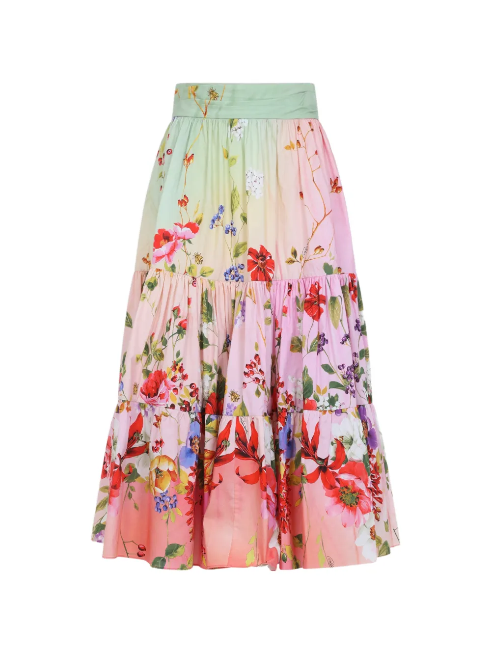 Roberto Cavalli floral-print tiered skirt - Rosa