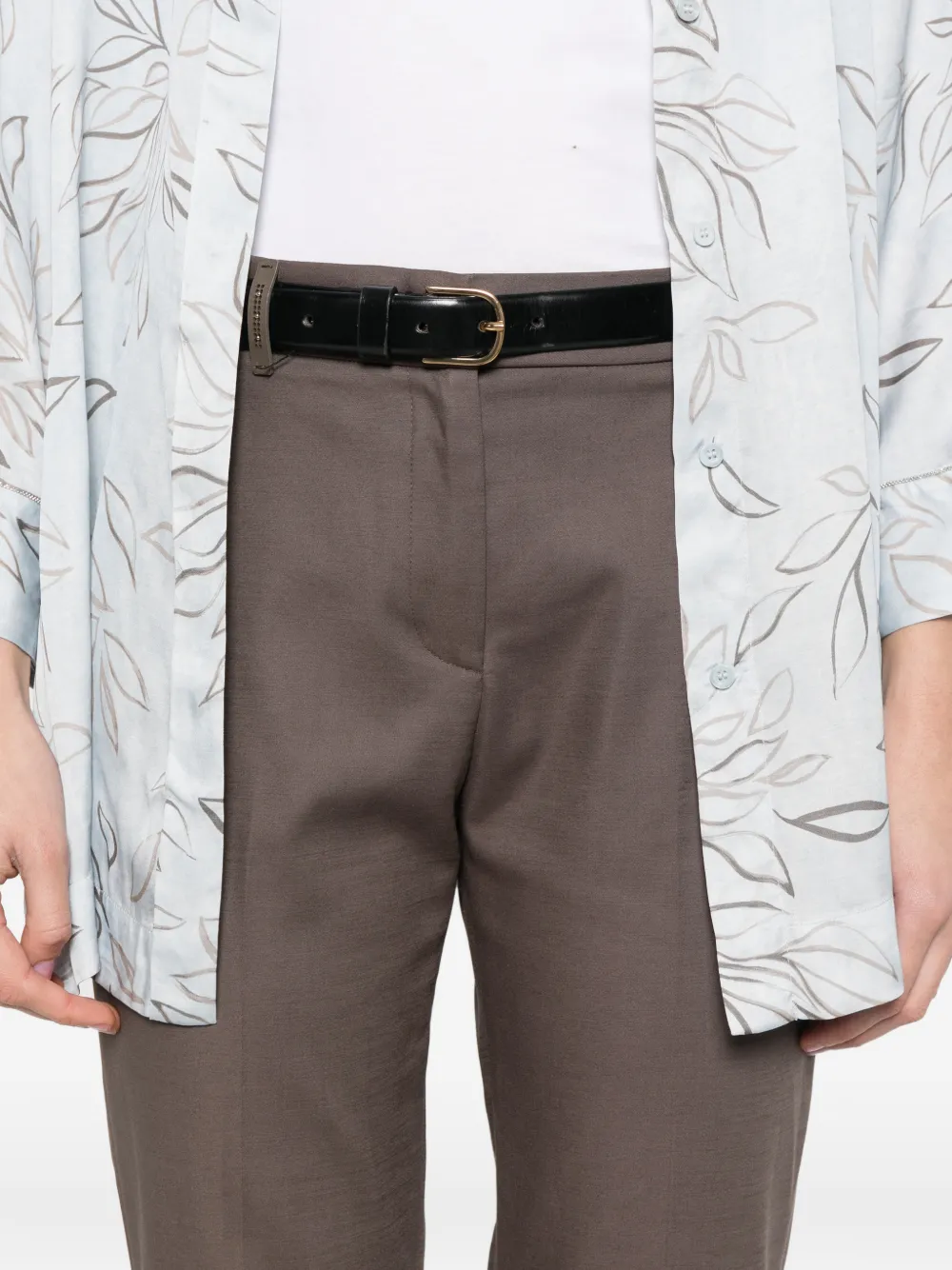 Peserico Broek met riemlussen Bruin