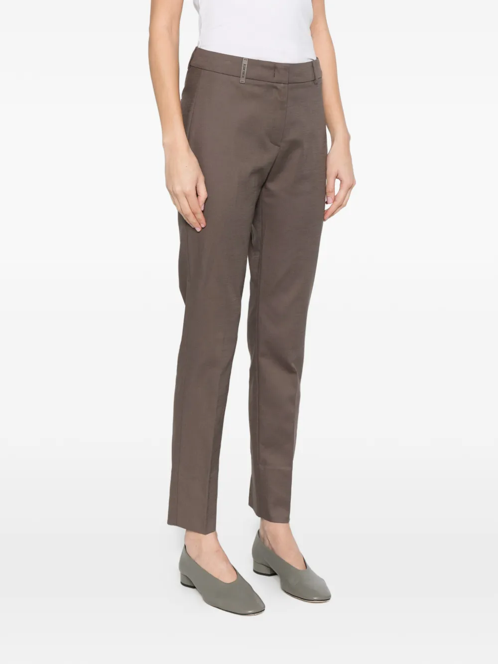 Peserico Broek met riemlussen Bruin