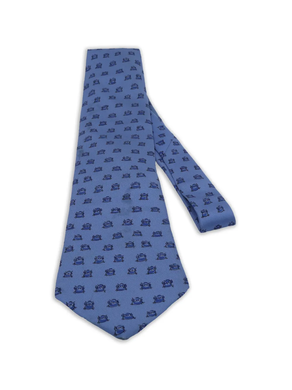 Hermès Pre-Owned owl printed tie - Blu