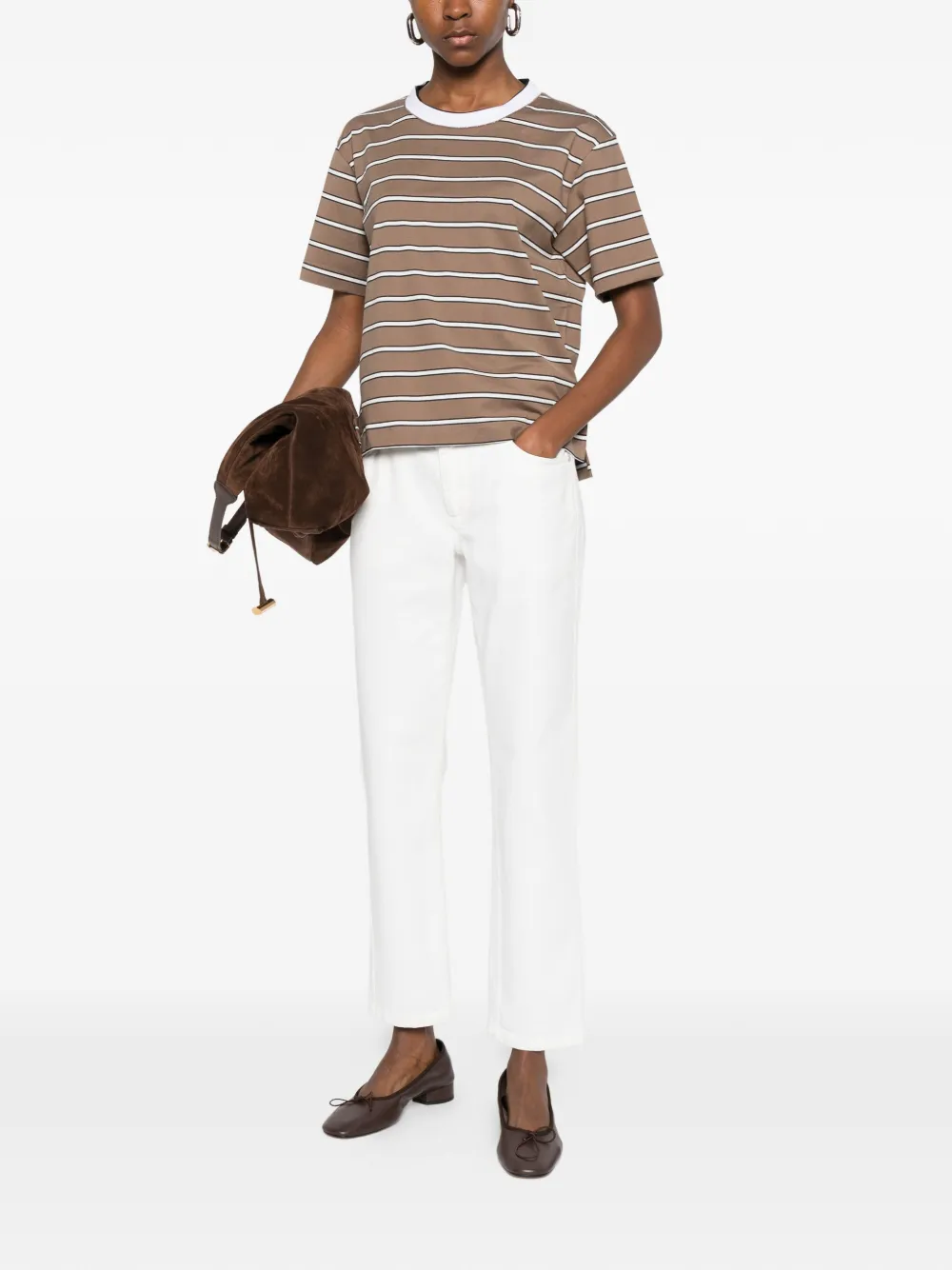  Brunello Cucinelli Striped T-shirt - Brown 