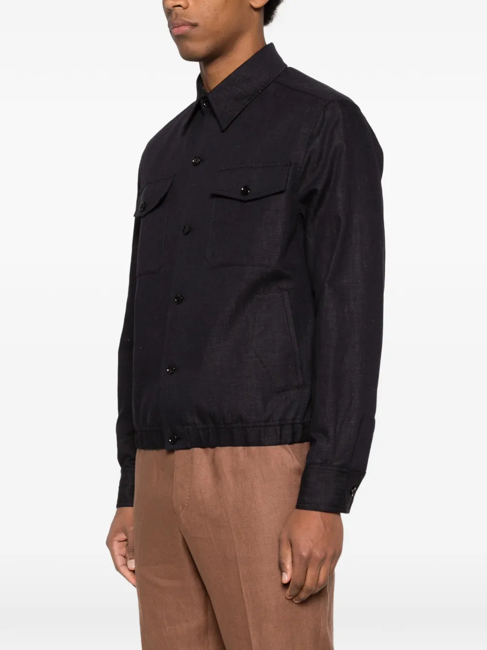  Lardini Button Pocket Cotton Jacket - Black 
