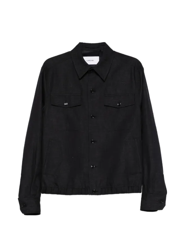 Lardini Button Pocket Cotton Jacket in Black