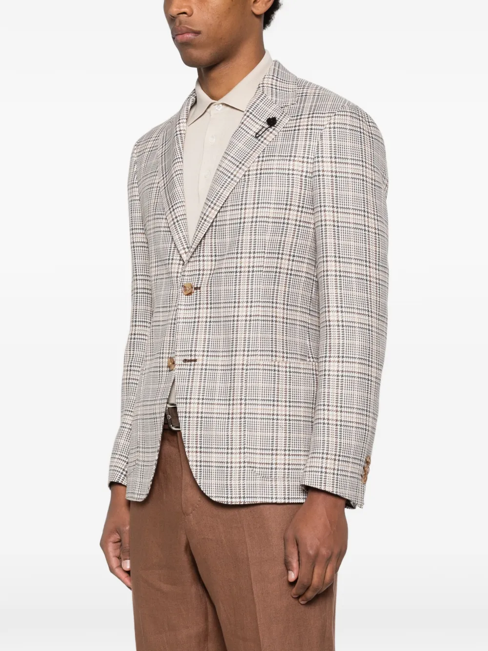 Lardini Checked Single-breasted Jacket - Neutrals 