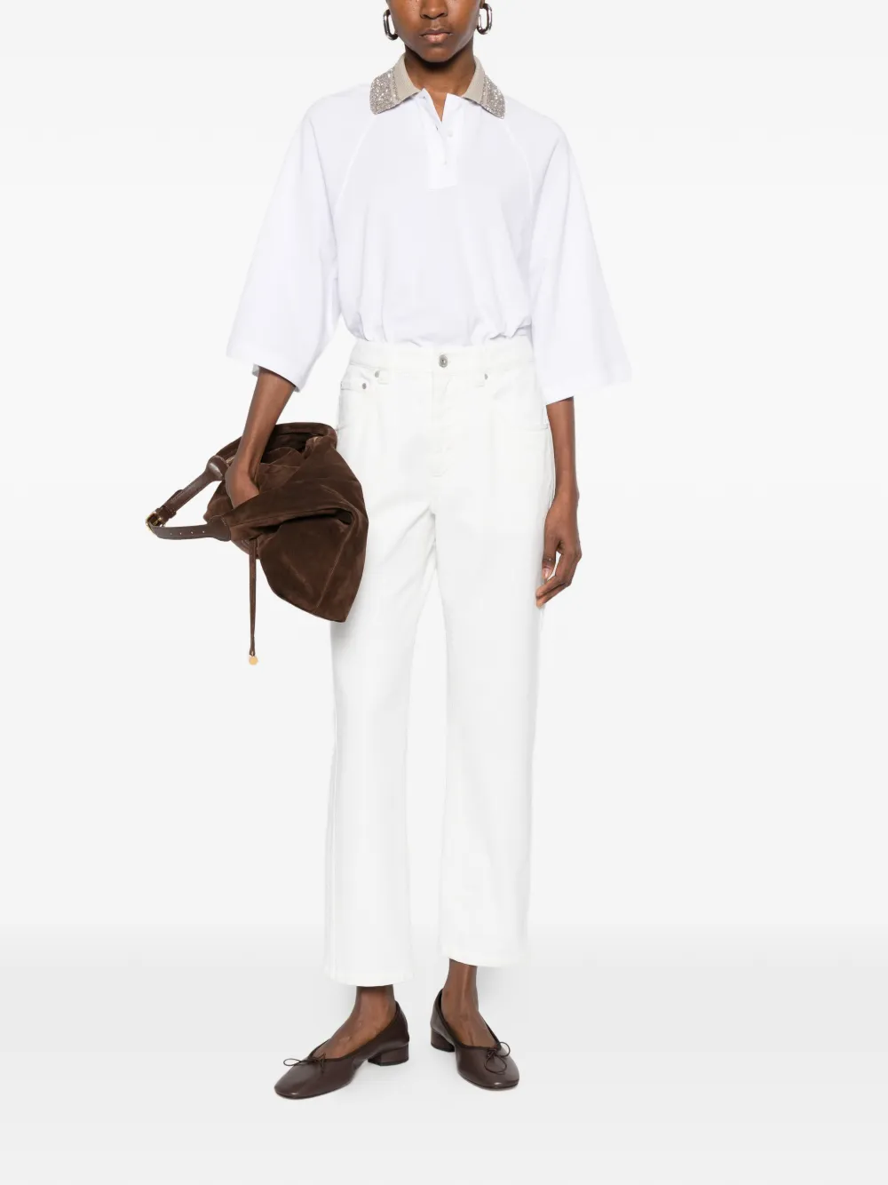 Brunello Cucinelli Jeans met knoopsluiting Wit