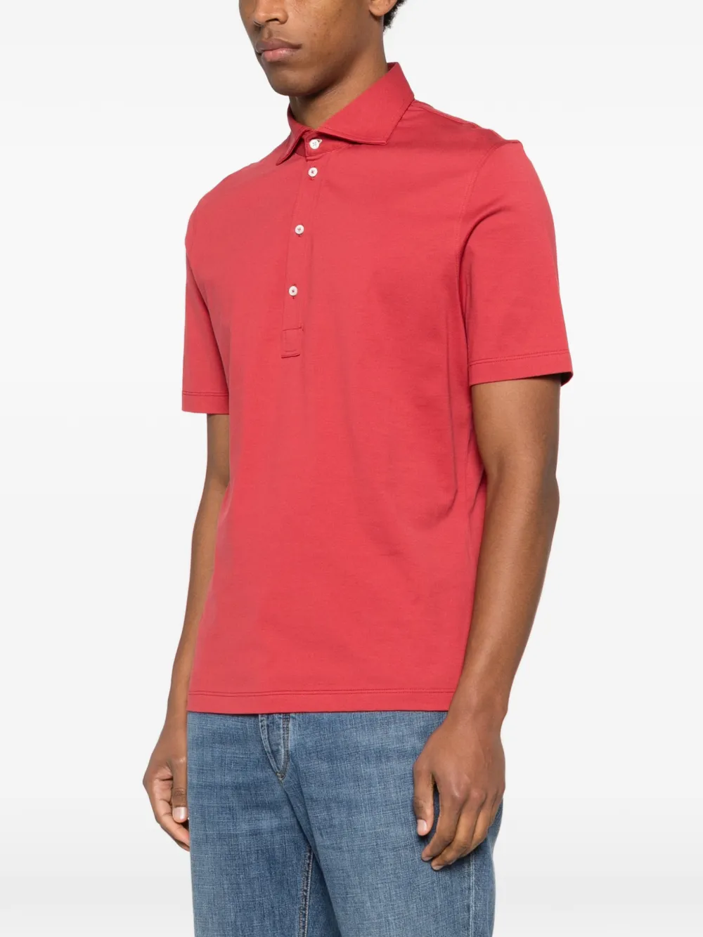  Brunello Cucinelli Buttoned Polo Shirt - Red 