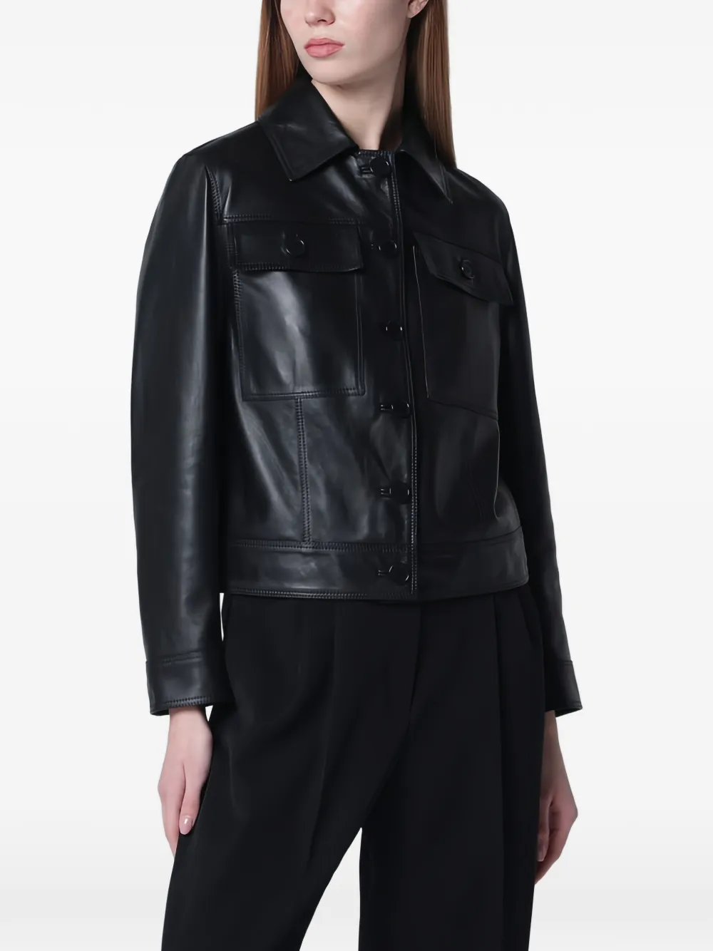 Salvatore Santoro buttoned leather jacket - Nero
