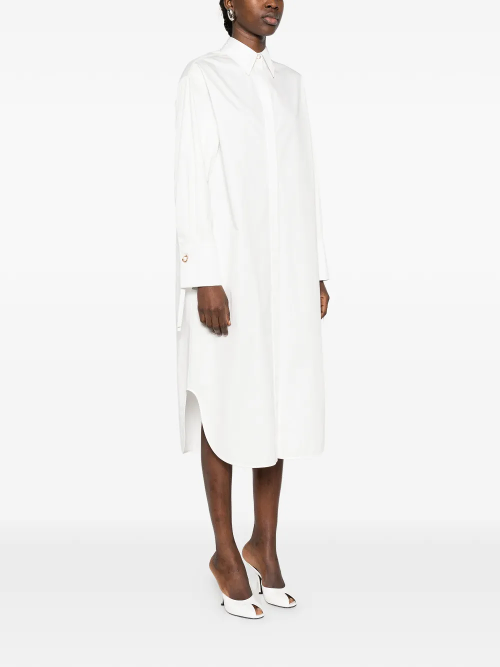  Agnona Collared Midi Dress - White 