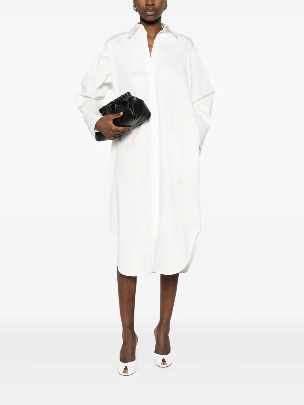  Agnona Collared Midi Dress - White 