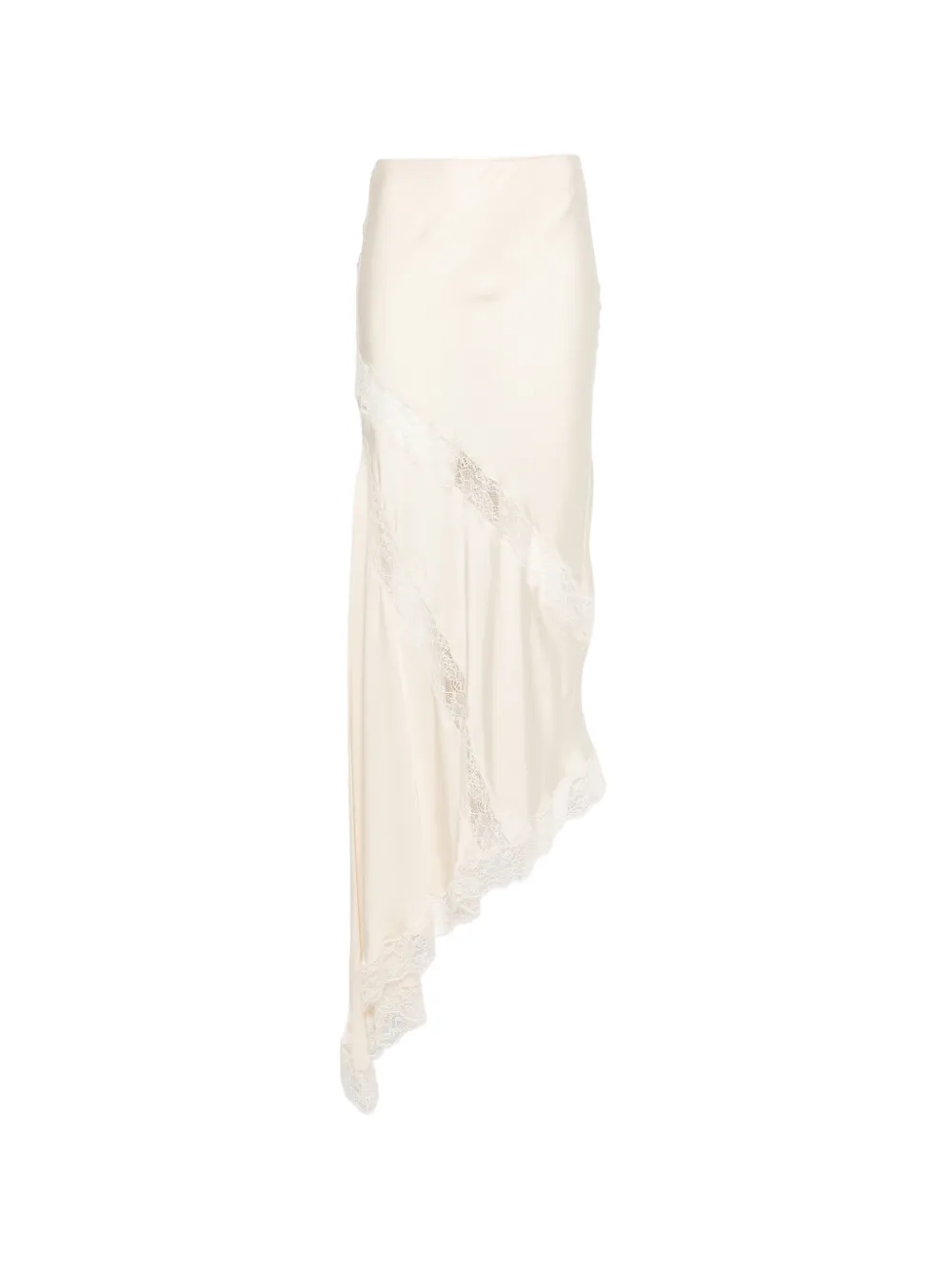 THE ANDAMANE Rosetta lace-detail asymmetric midi skirt - Toni neutri