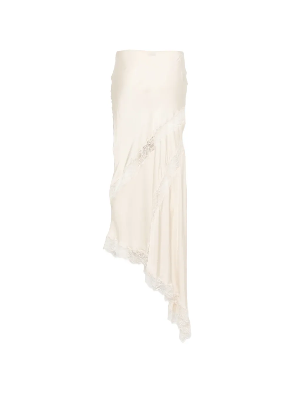  The Andamane Rosetta Lace-detail Asymmetric Midi Skirt - Neutrals 