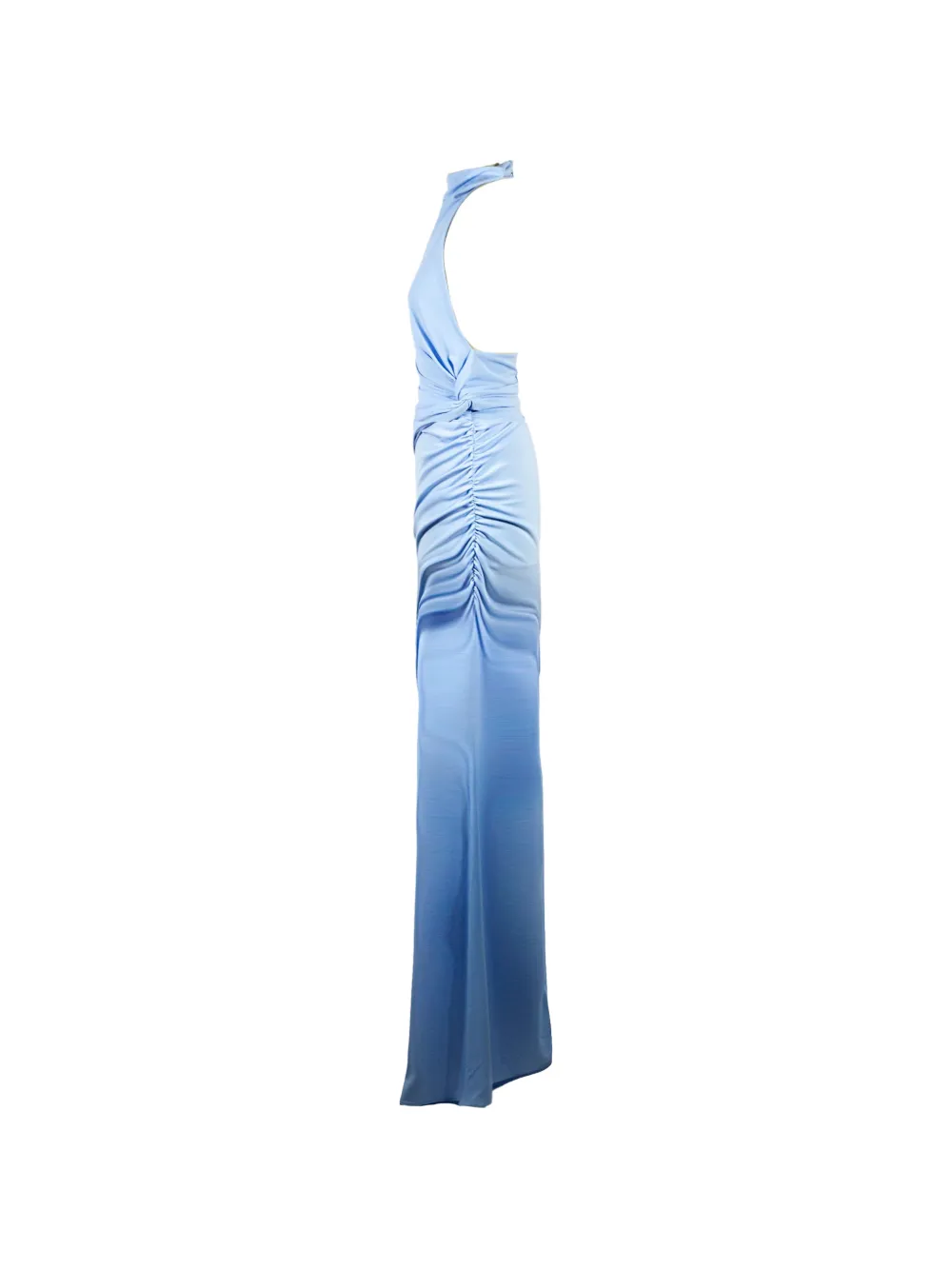 THE ANDAMANE Stella geknoopte gedrapeerde maxi-jurk Blauw