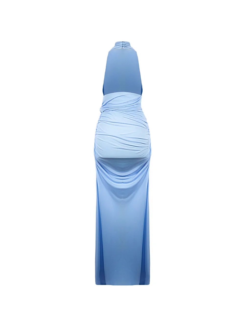 THE ANDAMANE Stella geknoopte gedrapeerde maxi-jurk Blauw