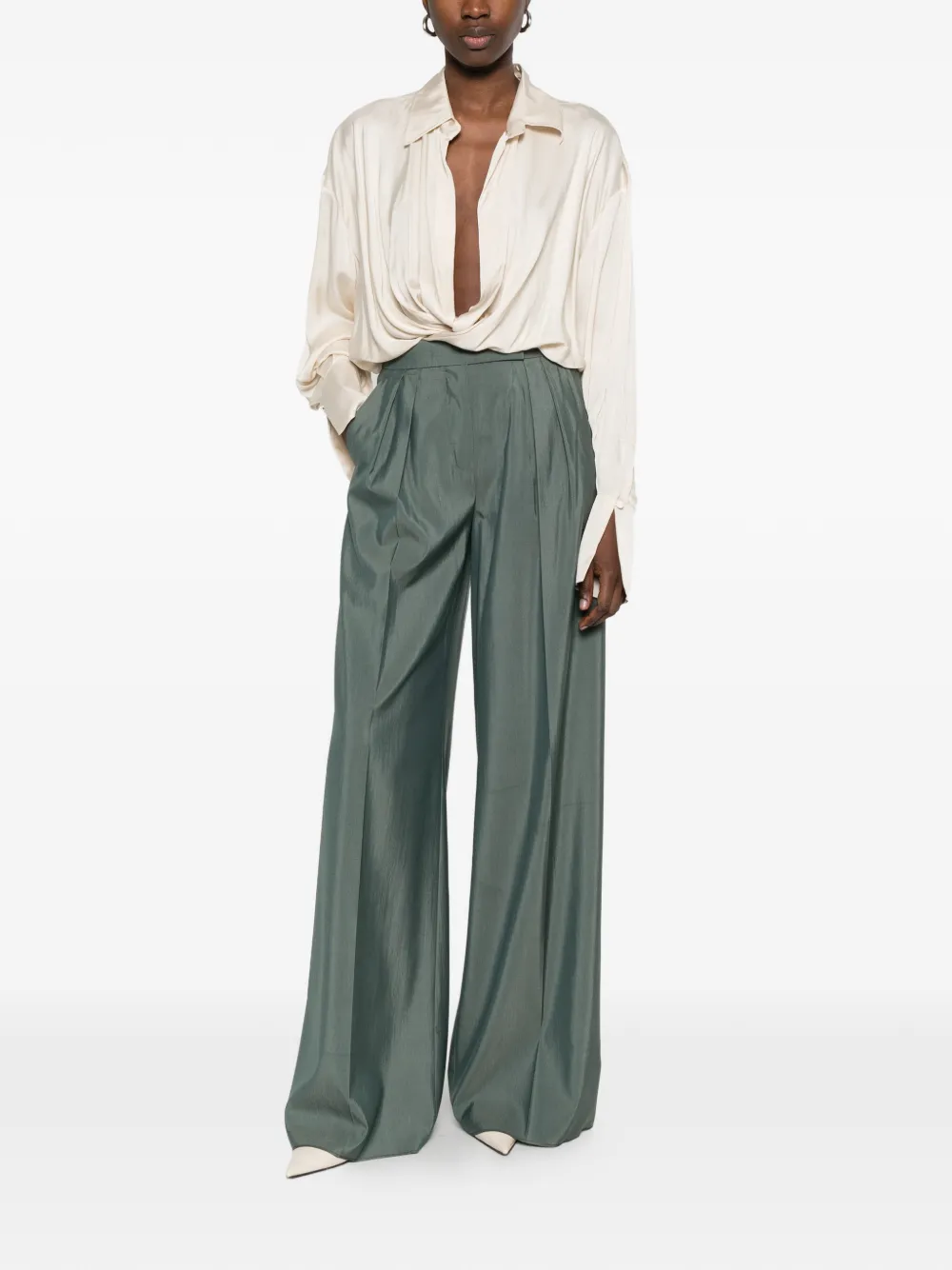 Paloma Polo-Collar Wrap Bodysuit
