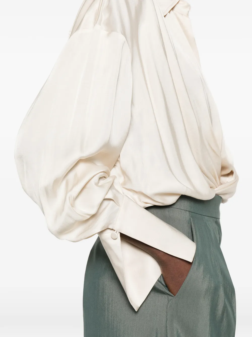 Paloma Polo-Collar Wrap Bodysuit