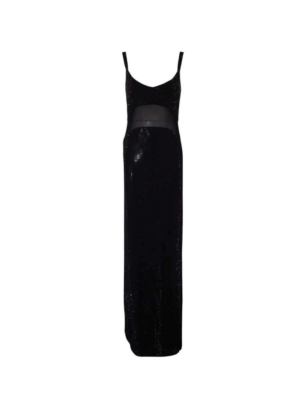 TWENTY FOURHAITCH rhinestone sheer-detail maxi dress - Nero
