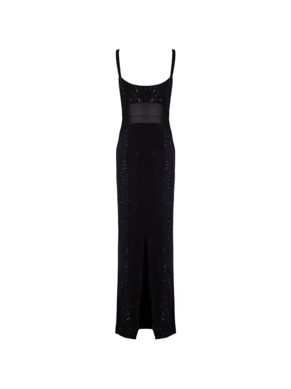 black sheer rhinestone dress Binty Elegant Black Sheer Rhinestone Gown