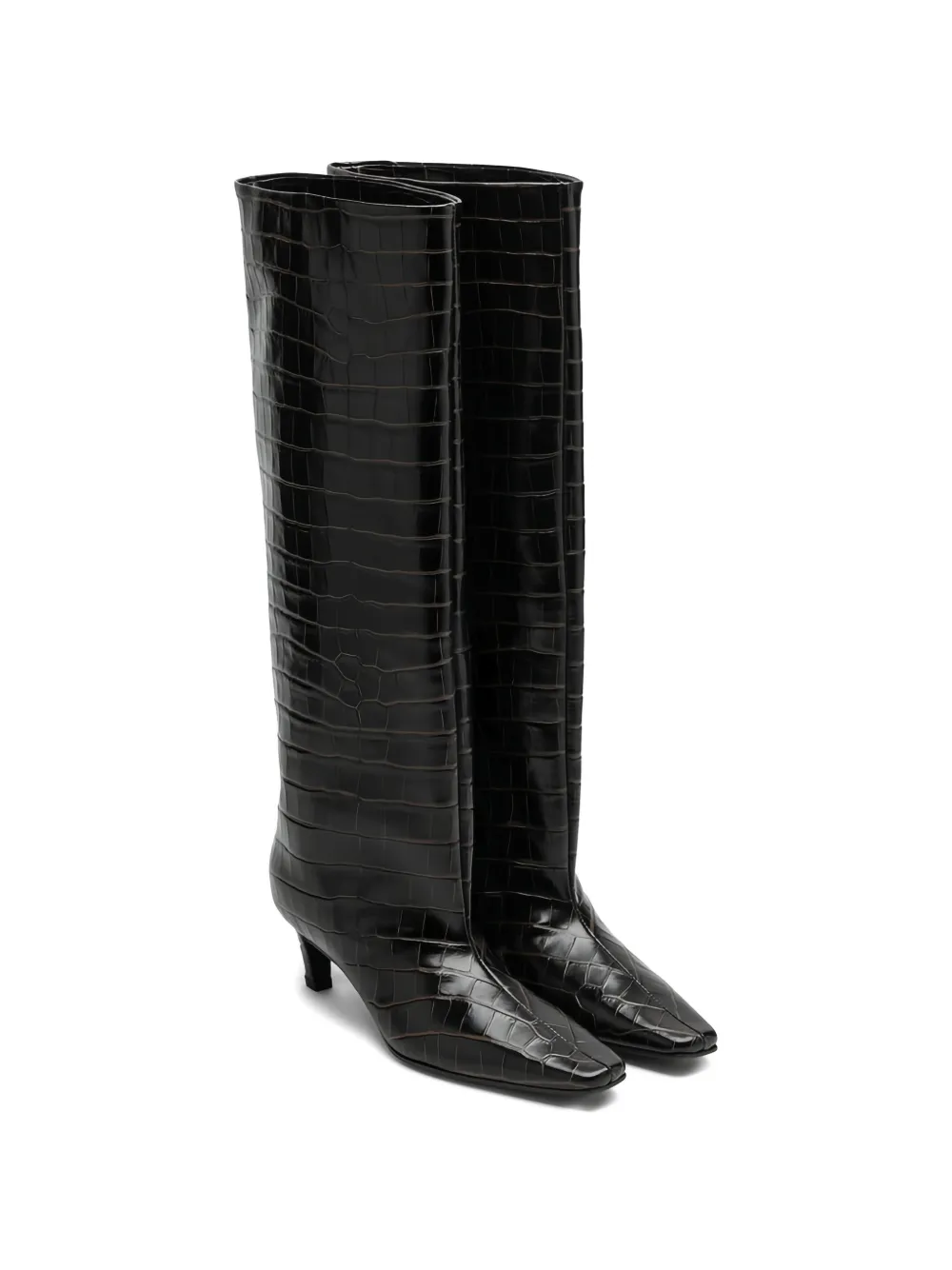 TOTEME croc-embossed knee-high boots Bruin