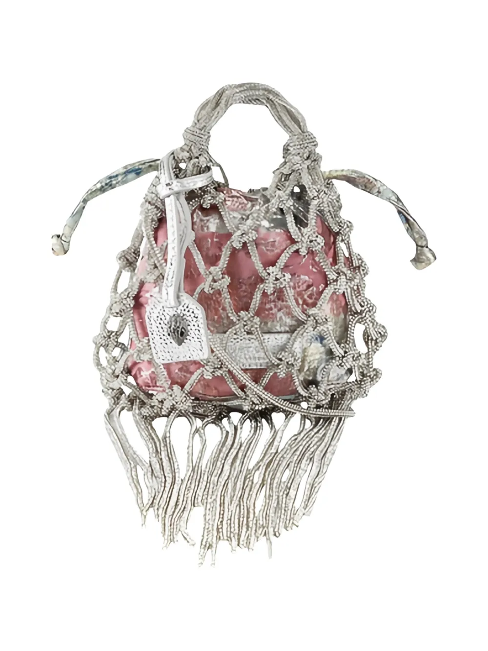 Kurt Geiger London mini Macrame crystal-embellishment tote bag - Argento