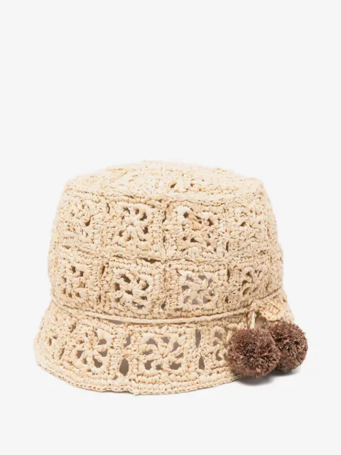 Bonpoint pompom-detail crochet hat